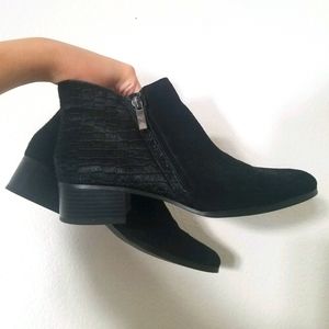 H by Halston Lana Suede & Croco Pony Hair Booties